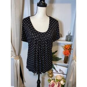 Michael Kors Women’s Petite Large Black White Polkadot Short Sleeved Top GUC